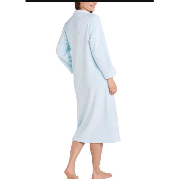 Brand New Miss Elaine Women's Size Small Blue Plush Teddy Full Zip Robe - Picture 3 of 6